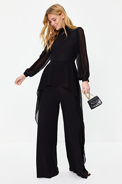 Trendyol Modest Μαύρη φόρμα Aerobin Chiffon υφασμένη TCTSS24TL00004