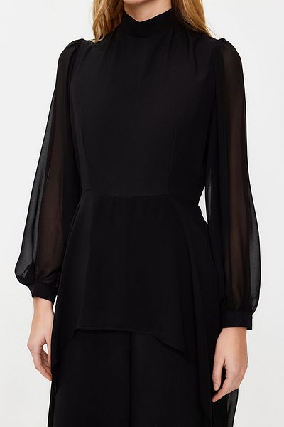 Trendyol Modest Black Aerobin Chiffon Woven Jumpsuit TCTSS24TL00004