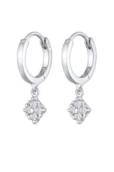 ELLI Ohrringe Creolen Diamant (0,28 ct.) Anhänger 925 Silber