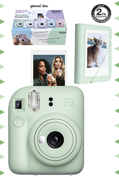 Fujifilm Instax mini 12 Yeşil Fotoğraf Makinesi ve 28'li Mini Albüm Seti