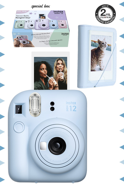 Fujifilm Instax mini 12 Mavi Fotoğraf Makinesi ve 28'li Mini Albüm Seti