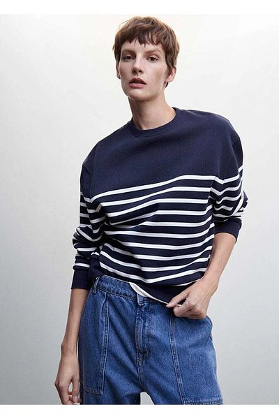 MANGO Dunkelblaues Damen-Sweatshirt 37078261