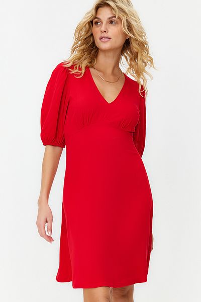 Trendyol Collection Piros szoknya Flounce Balloon Sleeve Mini szőtt ruha TWOSS24EL00062