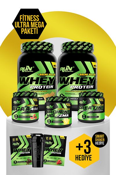 Run Nutrition Fitness MINI MEGA - 2x Whey Mini Plus Biscuit, Bcaa Watermelon, Creatine, Arginine Lemon