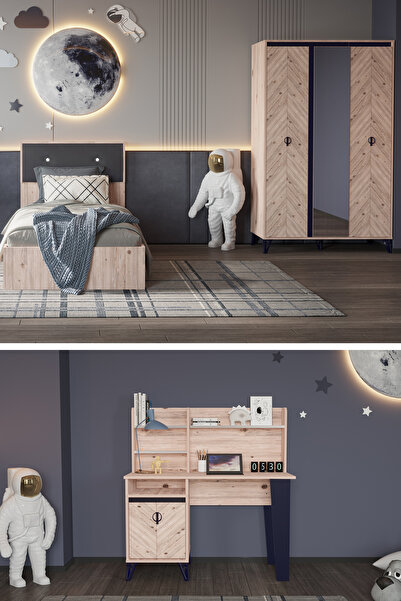 Modalife Çocuk Odası Takımı Karyola+Başlık&Gardırop&Çalışma Masası - Atlantik...