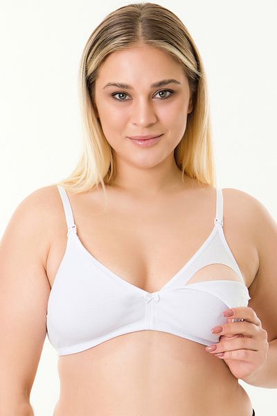 MS HAMİLE İÇ GİYİM Sutien alb pentru alăptare - Bumbac pieptănat fără capac, HG0062