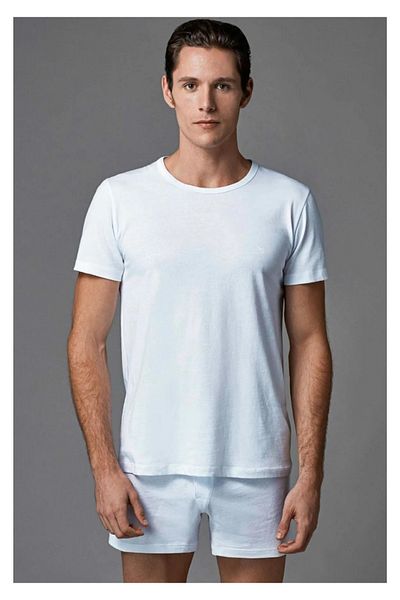 Eros Ανδρικό T-SHIRT Χτενισμένο Βαμβακερό 2 Πακέτο 0 Γιακά ERS032