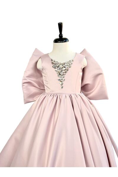 zühre balaban Pudra Fiyonklu Kız Çocuk Abiye Elbise