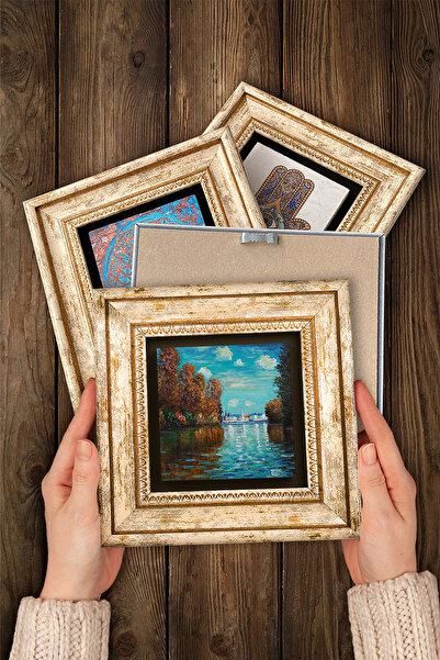 Pinecone Claude Monet Autumn, Japanese Costume, in the Garden, Arch with Roses Stone Wall Painting Framed Wall Decor