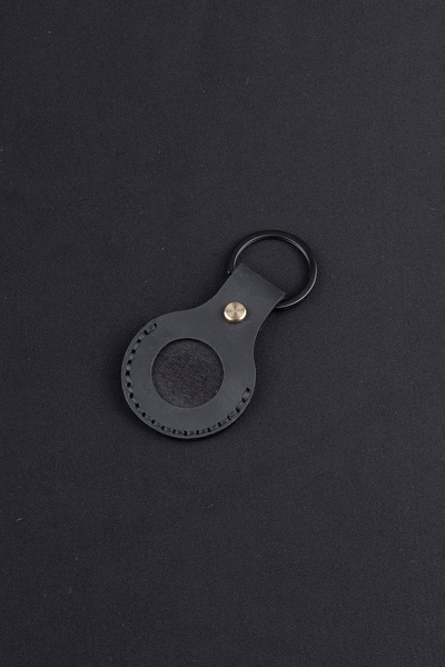 minimal X design Minimal X Airtag Uyumlu Kılıfı Anahtarlık Siyah - Gerçek Deri El Yapımı - Minimalist Tasarım