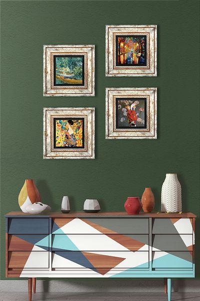 Pinecone Van Gogh, Gustav Klimt, Claude Monet, Lanterns Painting Stone Wall Painting Framed Wall Decor