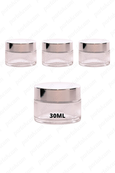 parlakcam 30ml şeffaf renk krem kavanozu cam krem kutusu parlak gümüş renk ka...