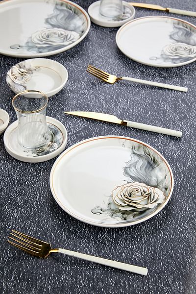Erbaşlar Elite Luxury Ceramic 21 Piece Breakfast Set for 6 Persons, Breakfast Set