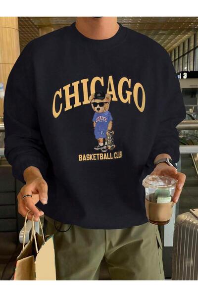 AEMİ Unisex majica Chicago Basketball Club Štampano bela okrugla kragna Overs...