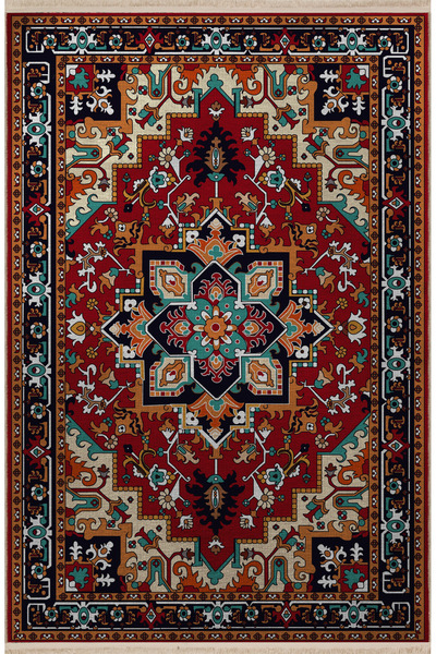 Rugs Modern Halı Covor decorativ vintage cu franjuri, cu model floral cu moti...