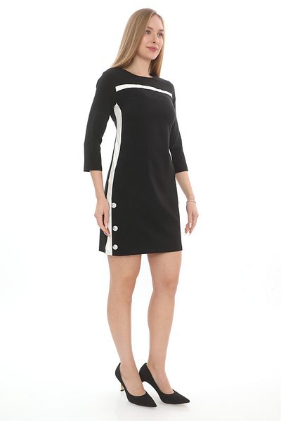Element's Women's Black Fabric White Fabric Detailed Dress