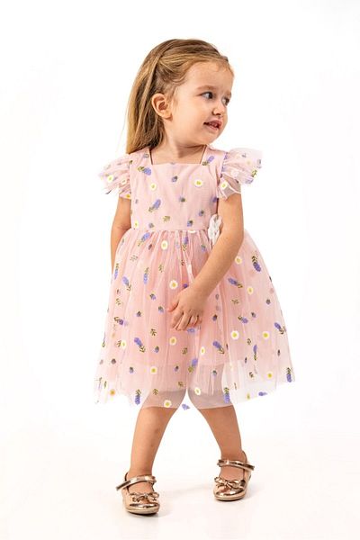 morwind Girl's Crispy Floral Tulle Dress Birthday Dress