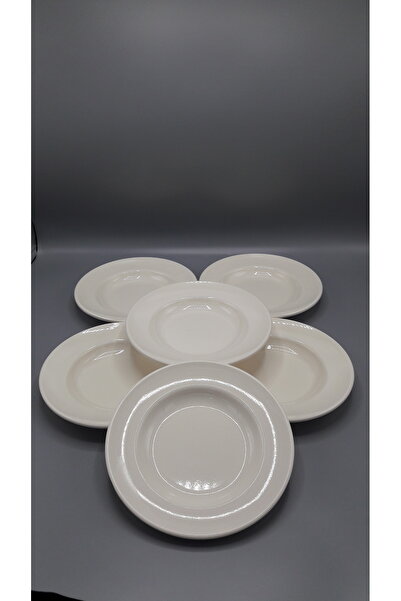 MorzaHome Melamin X 6 Adet Krem Çukur Tabak 21cm.Moe