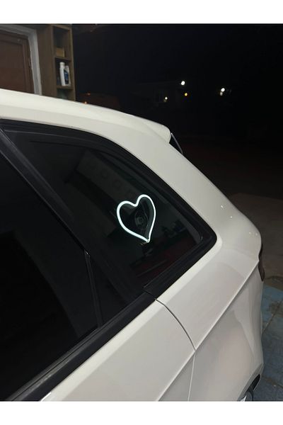 3dbaydesign Car interior neon LED Light Decor HEART (12 Volt Suction Cup WHITE)