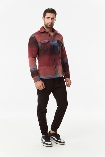 Fulla Moda Striped Double Pocket Lumberjack Shirt
