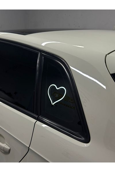 3dbaydesign Car interior neon LED Light Decor HEART (12 Volt Suction Cup WHITE)