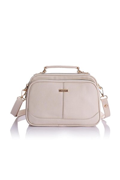 Getcho Mosca Bej Vegan шкіряна жіноча сумка через плече – багатомісна, з реме...