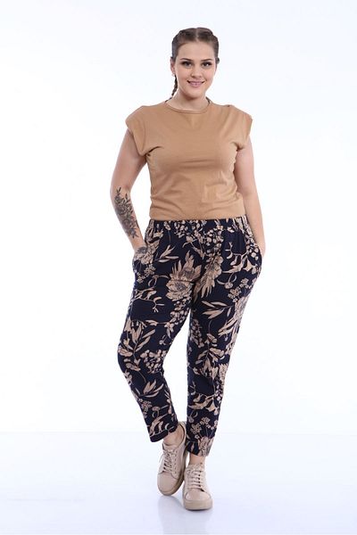 modayız Large Size Patterned Trousers 22c-1800