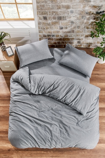 Valezium АНТРАЦИТОВИЙ ОДНОСПАЛЬНИЙ КОМПЛЕКТ ПОСТІЛЬНОЇ БІЛИЗНИ, ПІДКОВДРА НА ГУМЦІ ТА 1 НАВОЛОЧКА