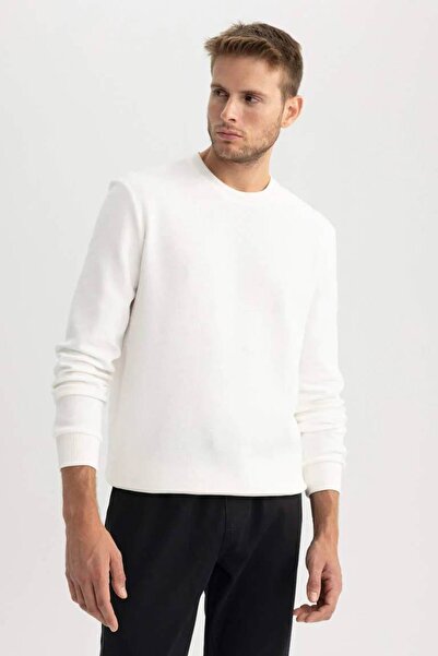 DeFacto A5960Ax/Er139 Defacto Men's Sweat Ecru