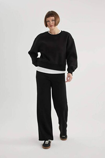 DeFacto B8571Ax/Bk81 Defacto Women's Tracksuit Bottom Black