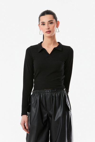 Fulla Moda Κοτλέ μπλούζα Polo λαιμόκοψη