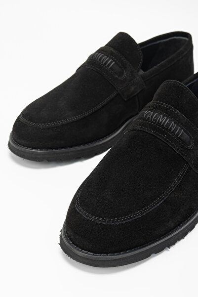 Valmenti Мъжки мокасини от естествена кожа, черни велурени обувки Mera