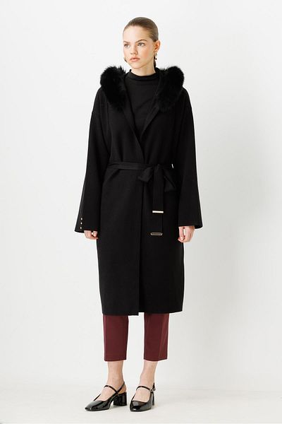 Ghisa Furry Knitwear Coat BLACK