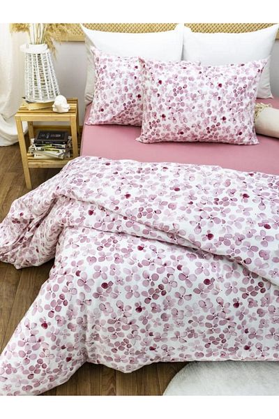 ELY PARKER Σετ Παπλωματοθήκη 160x200 Διπλό 100% Βαμβακερό λουλούδι με μοτίβο ροζ