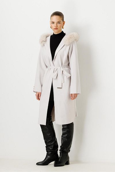 Ghisa Furry Knitwear Coat STONE