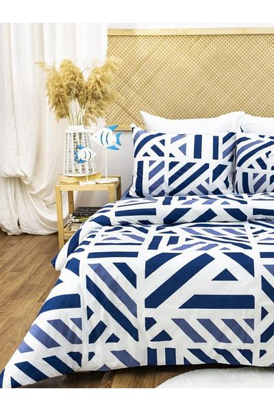 ELY PARKER Set cuvertură de pilota dublă 160x200 100% bumbac, cu model geometric, în dungi