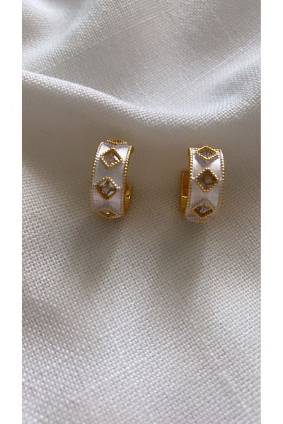 VNS Accessories Stone Detailed Hoop Earrings