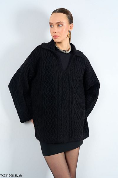 Qu Style Pulover din tricot cu decolteu în V