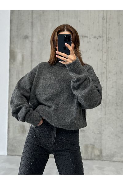 Laluvia Antracitová značka Model Měkký úpletový svetr