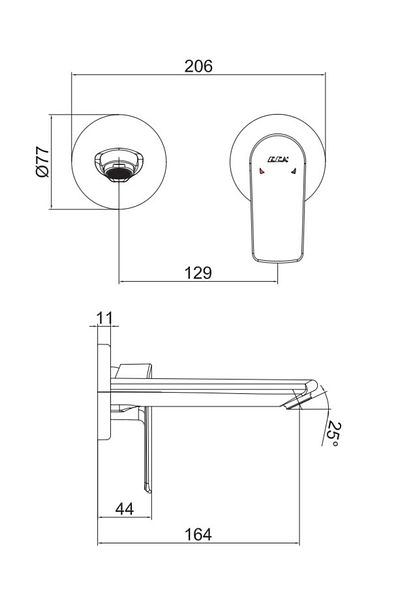 Eca Lia Built-in Sink Faucet Surface Mounted Double Rosette102167620-YY