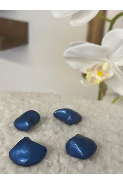 ODDA TASARIM ATÖLYESİ Design Pearlescent Blue Plaster 4-Piece Button Set