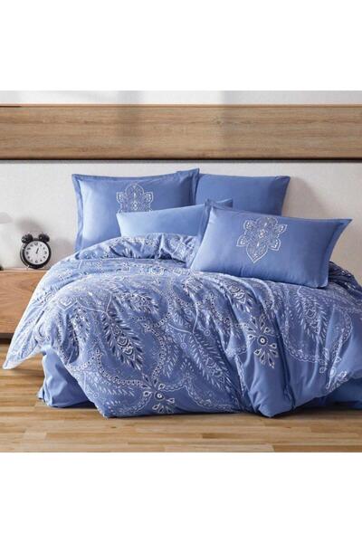 Clasy Синьо сатенено спално бельо - двойно Rovi V1