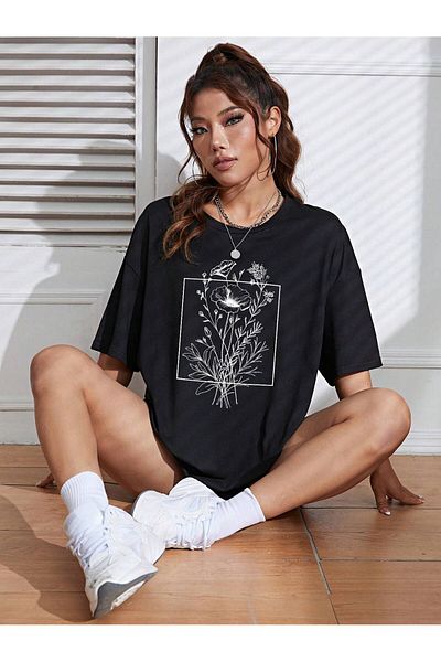 DAXİS Sportwear Company TRIOU OVERSIZE DAXIS damă CU IMPRIMARE FLORI DAXIS Sportwear Company