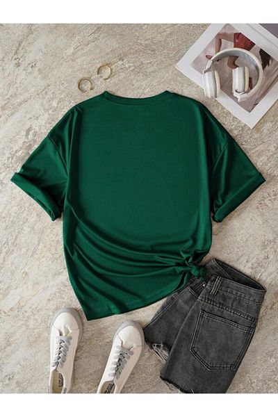 trendgar υπερμεγέθη μπλουζάκι με στάμπα zumrut green broklyn