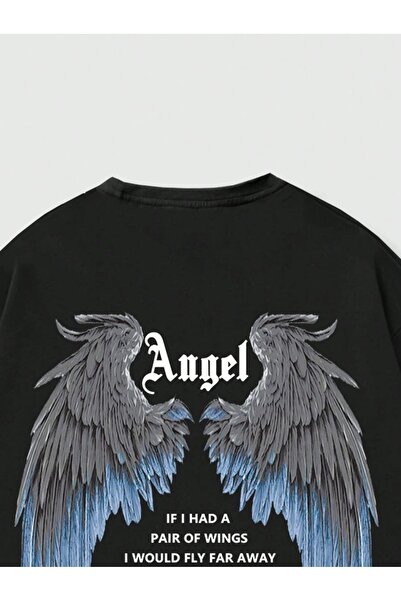 MOONBULL T-shirt oversize unisex z nadrukiem Angel Wing na plecach