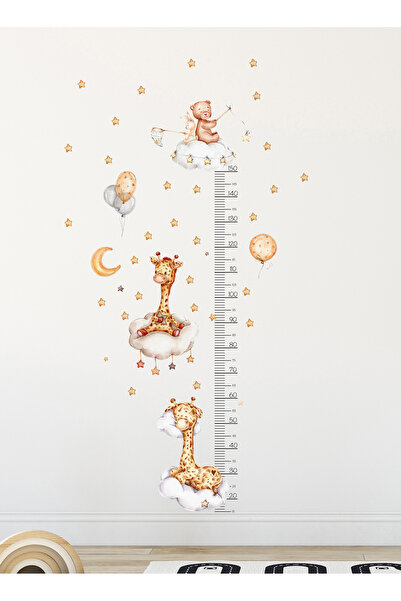 AlyMarkt ملصق لقياس الارتفاع على شكل زرافة ودمية دب لطيفة وأرنب للأطفال لباب ...