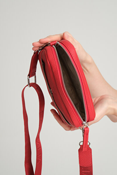 Garbalia West Adjustable Cross Handle and Shoulder Strap Mini Red Women's Bag with Magnet and Zipper