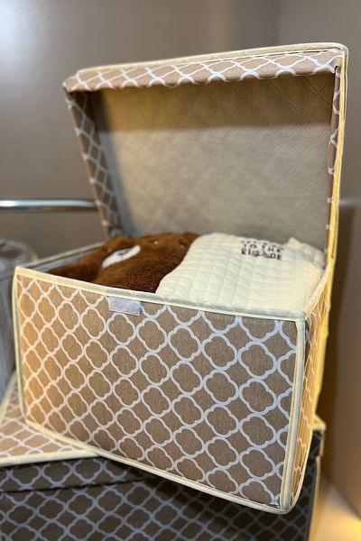 VAYBE 3PCS Mini Storage Box, Box Storage, Box, Organizer, Toy Box Cream Chain Pattern 30x40x25