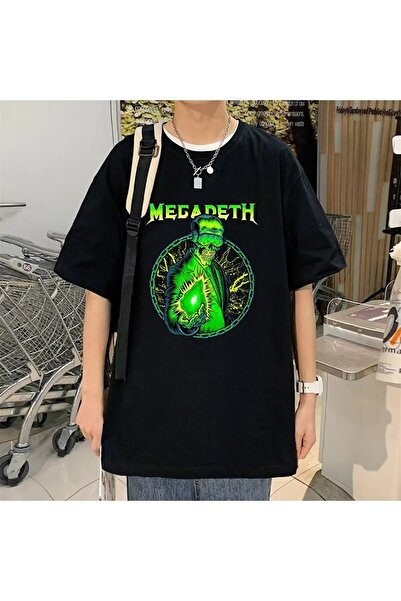 Le Savu Μπλουζάκι Megadeth με τύπωμα Μαύρο Χρώμα Unisex oversized Le Savu