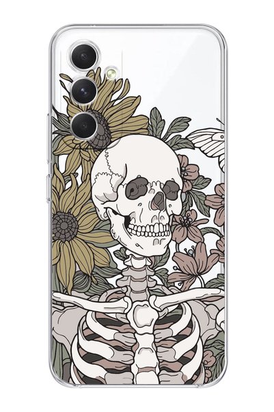 shoptocase حافظة هاتف شفافة بنمط جمجمة زهرية متوافقة مع هاتف Galaxy S23 Fe